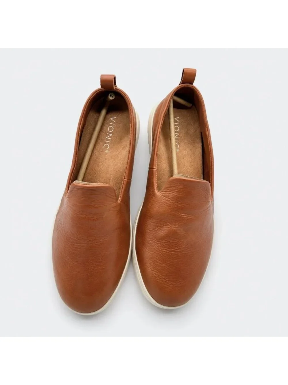 Vionic Uptown Willa Supportive Sneaker Tan Leather Slip On Women 12 Loafer